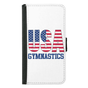 USA with American Flag Gymnastics Sports Samsung Galaxy S5 Wallet Case
