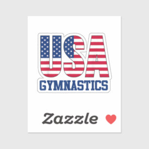 USA with American Flag Gymnastics Sports Sticker
