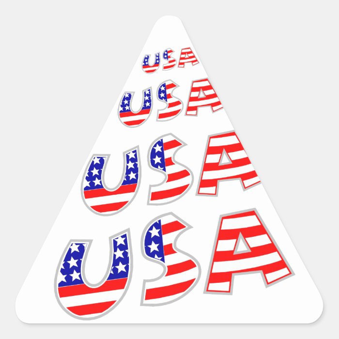 USA with American Flag Pattern Triangle Stickers