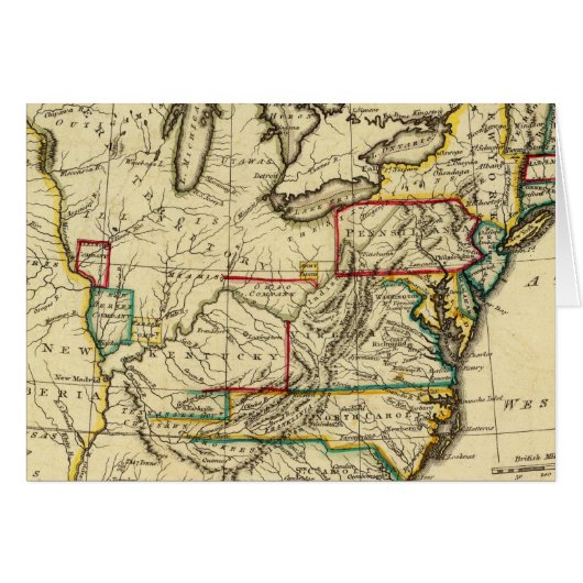 USA with boundaries outlined Cards (Front Horizontal)