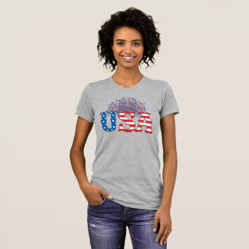 USA with fireworks T_Shirt