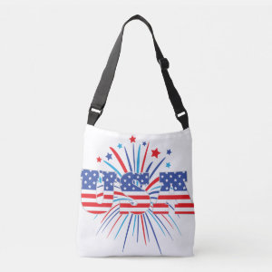 USA with red white and blue fireworks Crossbody Bag
