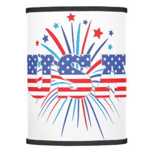 USA with red white and blue fireworks Lamp Shade