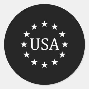 Usa With Stars Patriotic Classic Round Sticker