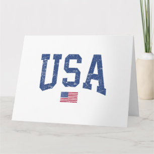 USA Women Men Kids Patriotic American Flag Distres Card