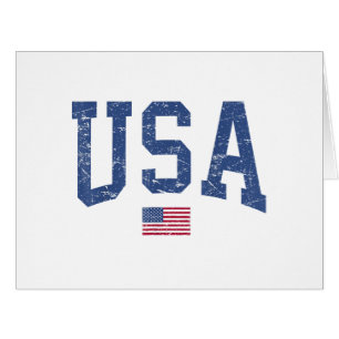 USA Women Men Kids Patriotic American Flag Distres Cards