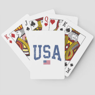 USA Women Men Kids Patriotic American Flag Distres Poker Cards