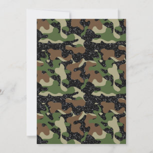 USA Woodland Camo Camouflage Army sparkle color Invitation