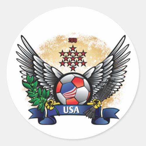USA World Cup Soccer Classic Round Sticker