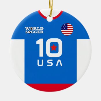 Usa World Soccer Jersey Ornament by pixibition at Zazzle