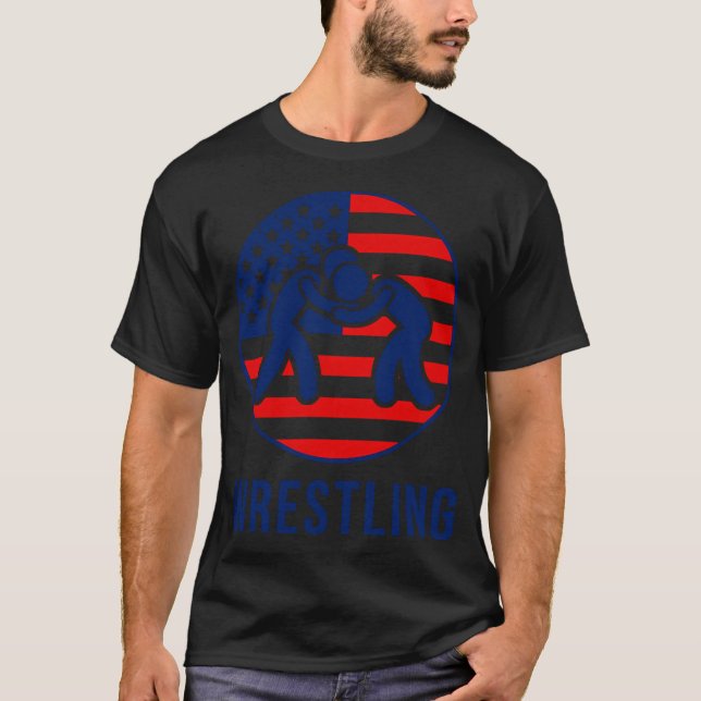 Usa Wrestling American Flag T-Shirt (Front)
