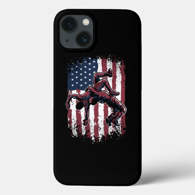 USA Wrestling American Flag Westler Wrestle Case-Mate iPhone Case (Back)