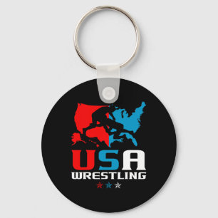 Usa Wrestling Independence Day American Flag Wrest Keychain