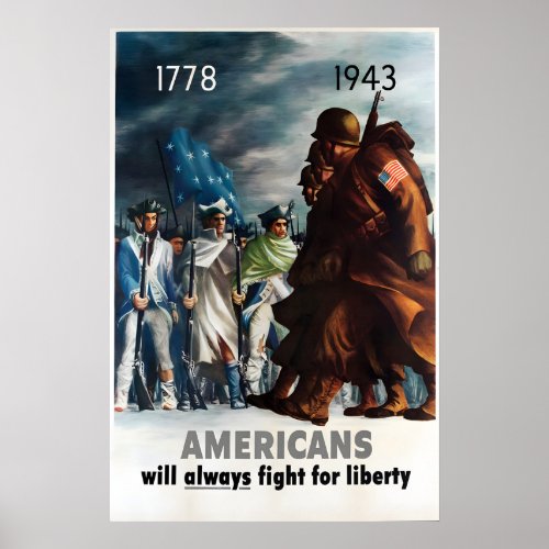 USA WWII Propaganda Poster Americans will always