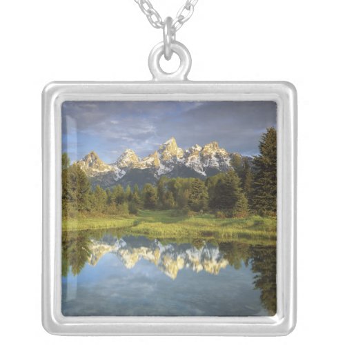 USA Wyoming Grand Teton National Park Grand 2 Silver Plated Necklace