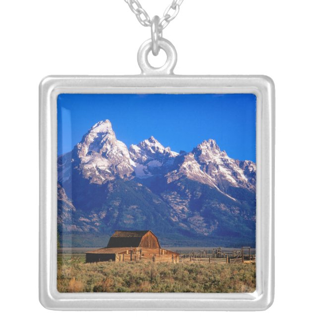 USA, Wyoming, Grand Teton National Park, Morning Silver Plated Necklace (Front)