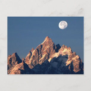 USA, Wyoming, Grand Teton NP. A full moon sets Postcard