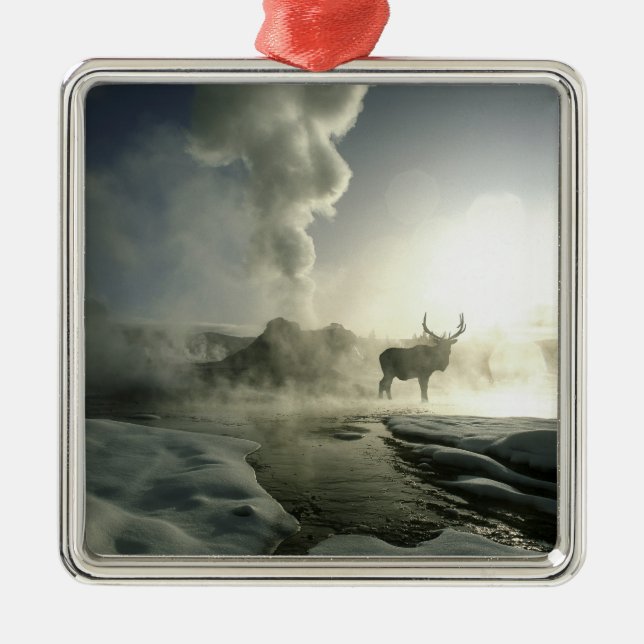 USA, Wyoming, Yellowstone National Park. Sunrise Metal Ornament (Front)