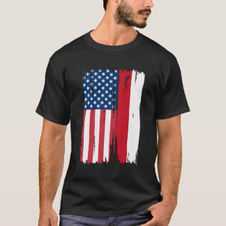 Usa Yemen Half American Flag Roots T-Shirt