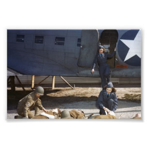 USAAF Flight Nurses and Medic Caring for Wounded Photo Print