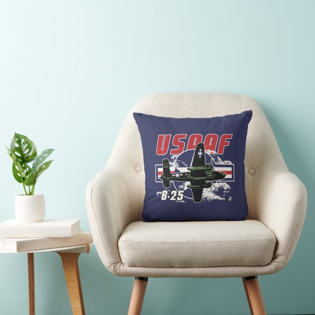 USAAF WWII – The Power of American Air Supremacy Throw Pillow (Chair)