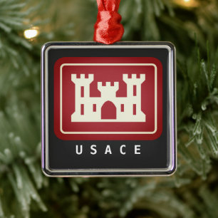 USACE Logo & Custom Text Metal Ornament
