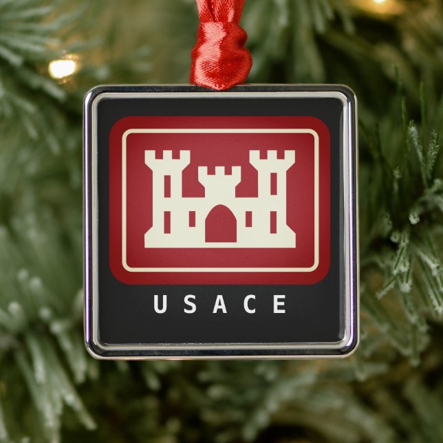 USACE Logo & Custom Text Metal Ornament (Tree)