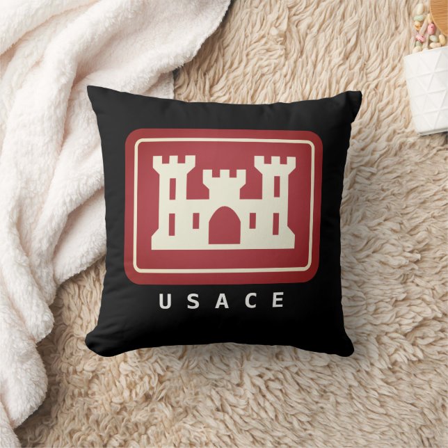USACE Logo & Custom Text Throw Pillow (Blanket)