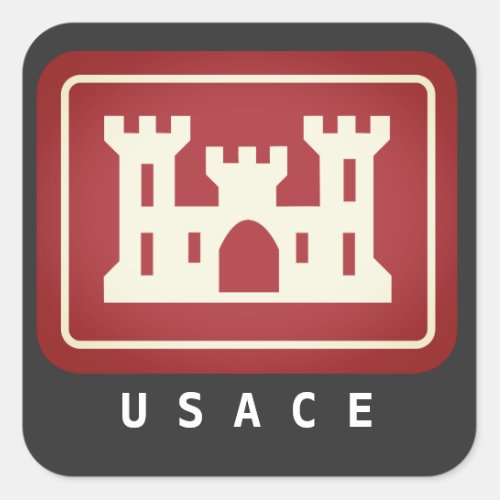USACE Logo  Text Square Sticker