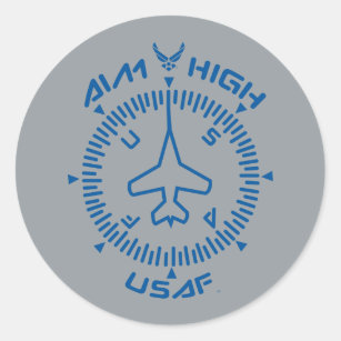 USAF   Aim High Classic Round Sticker