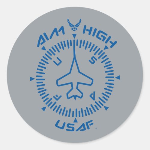 USAF  Aim High Classic Round Sticker