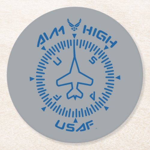 USAF  Aim High Round Paper Coaster