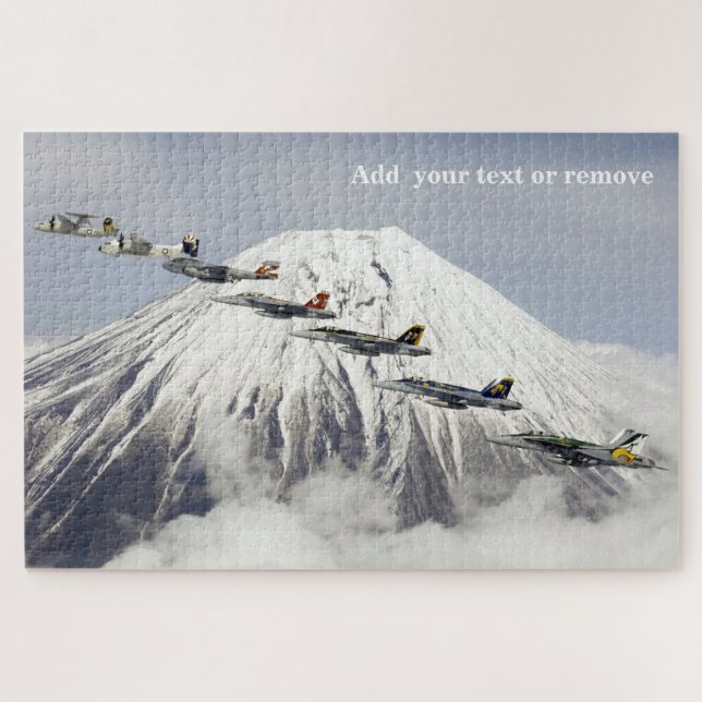 USAF aircraft in formation over Mount Fuji Japan, Jigsaw Puzzle (Horizontal)