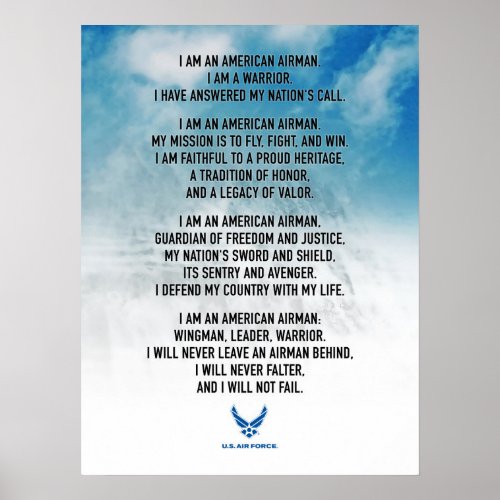 USAF Airman's Creed Poster