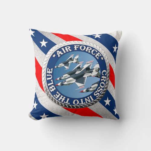 USAF Cross into the Blue Throw Pillow
