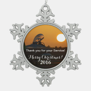 USAF Deployed Service Oranment Snowflake Pewter Christmas Ornament