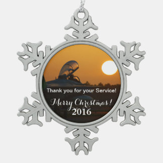 USAF Deployed Service Oranment Snowflake Pewter Christmas Ornament