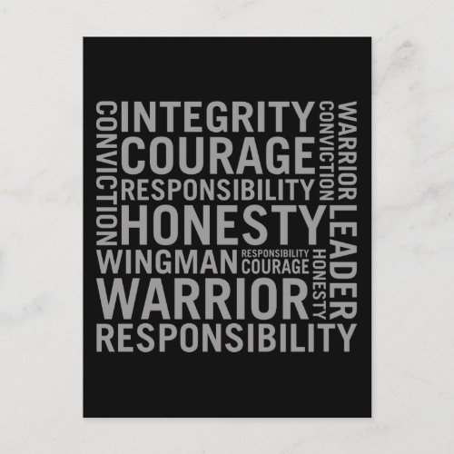 USAF  Integrity Courage Responsibility Postcard