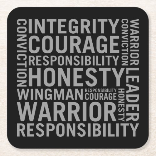 USAF  Integrity Courage Responsibility Square Paper Coaster