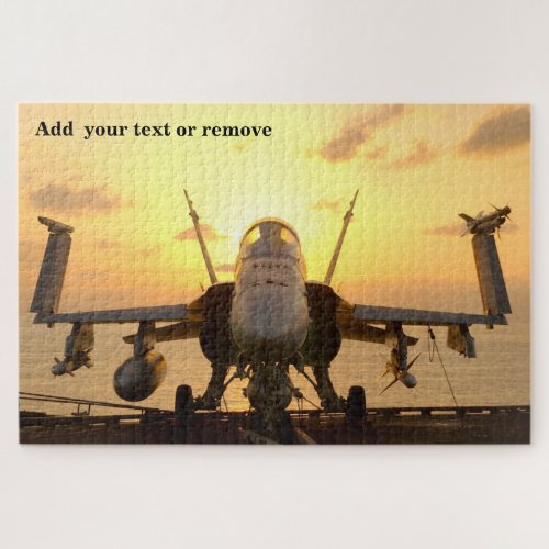 USAF jet fighter Hornet at night aircarft carrier Jigsaw Puzzle