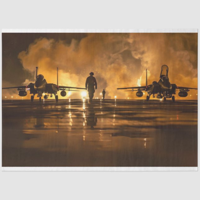 USAF Jet Fire Tarmac Decoupage Tissue Paper (Front)