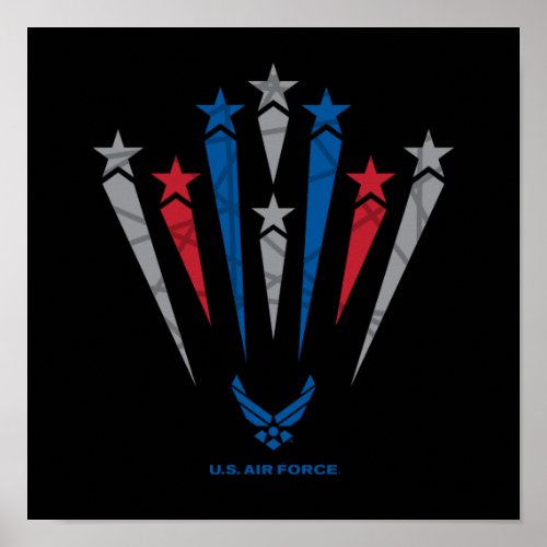 USAF  Red Gray  Blue Stars Poster