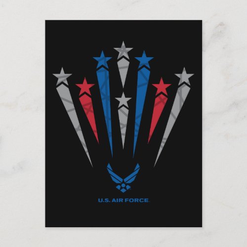 USAF  Red Grey  Blue Stars Postcard