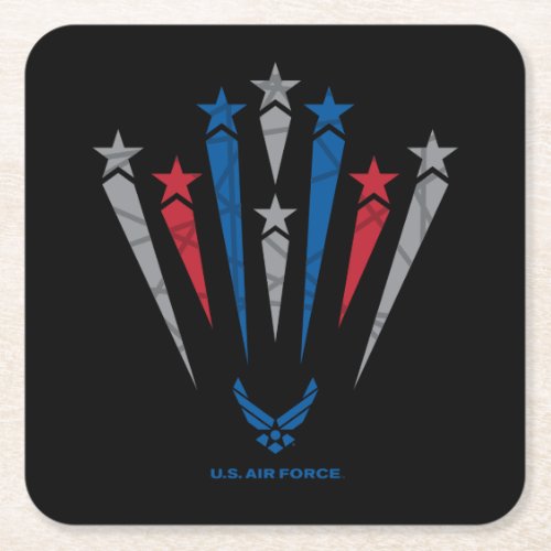 USAF  Red Grey  Blue Stars Square Paper Coaster