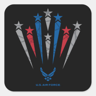 USAF   Red, Grey & Blue Stars Square Sticker