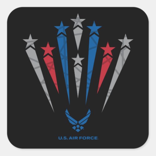 USAF  Red Grey  Blue Stars Square Sticker