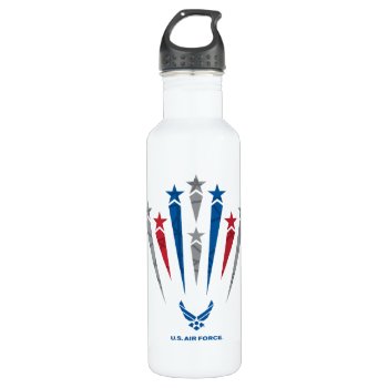 Usaf | Red  Grey & Blue Stars Stainless Steel Water Bottle by usairforce at Zazzle