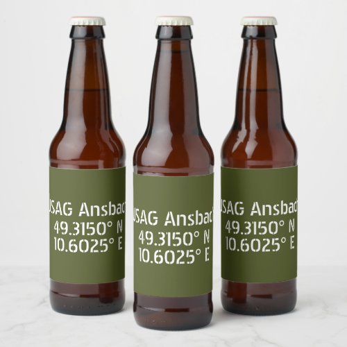 USAG Ansbach Latitude Longitude  Beer Bottle Label