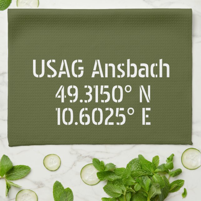 USAG Ansbach Latitude Longitude  Kitchen Towel (Folded)