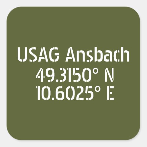 USAG Ansbach Latitude Longitude  Square Sticker